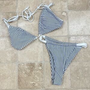 NEW SHEIN Black And White Stripe Bikini Set Size XS NWOT